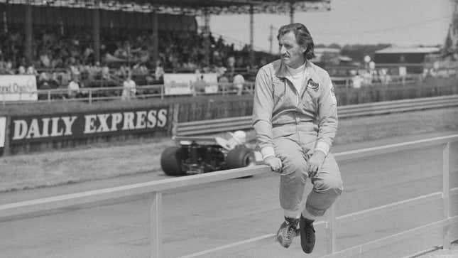 A photo of Graham Hill at Silverstone race track. 