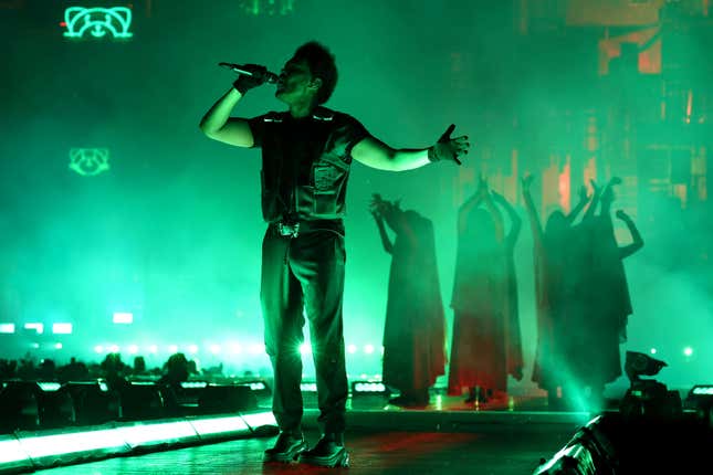 The Weeknd performs at the “After Hours Til Dawn” Tour at Met Life Stadium on July 16, 2022 in East Rutherford, New Jersey.