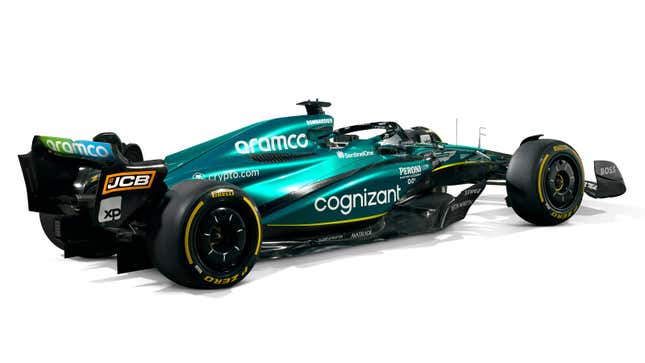 A render of the 2023 Aston Martin Formula 1 car. 