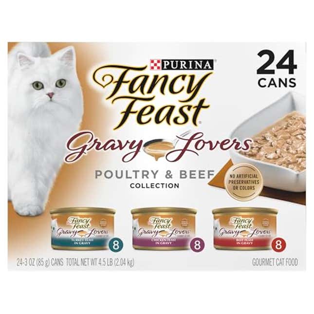 Image for article titled Purina Fancy Feast Gravy Lovers Poultry and Beef Grilled Gourmet Wet Cat Food Variety Pack, Now 12% Off