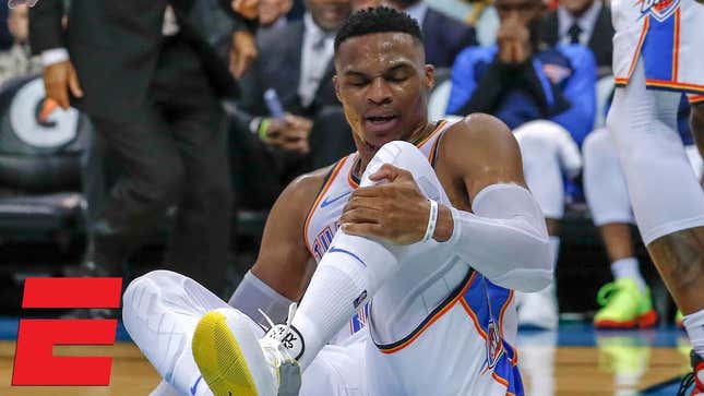 Somehow, Russell Westbrook's Ankle Did Not Instantly Turn To Crab Meat After This Fall