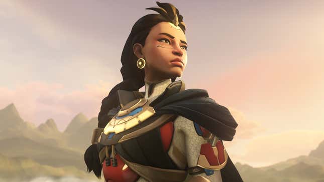 An Overwatch 2 image shows its newest healer, Illari.  