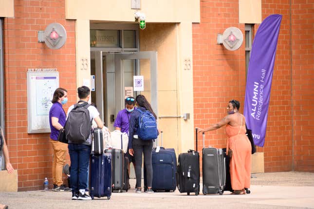 NEW YORK, NEW YORK - AUGUST 18 2020: Students check in to the NYU dorms in the East Village