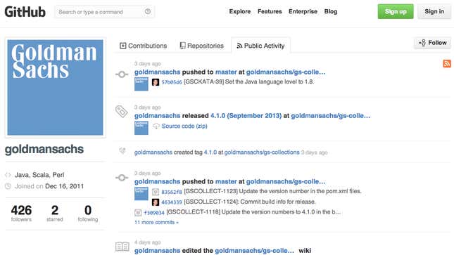 goldman sachs on github open source