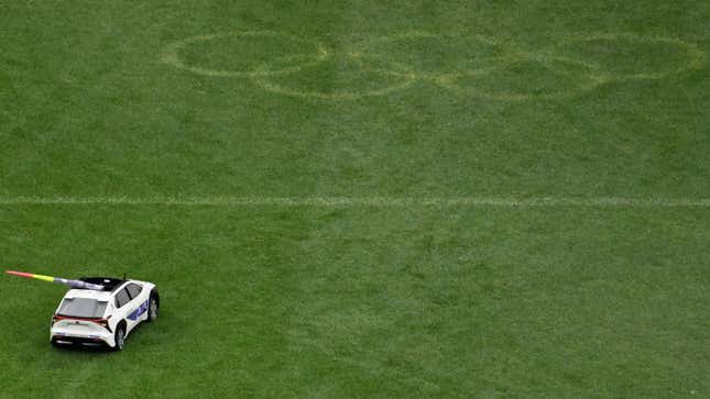 a photo of a remote control Toyota at the Paris Olympics. 