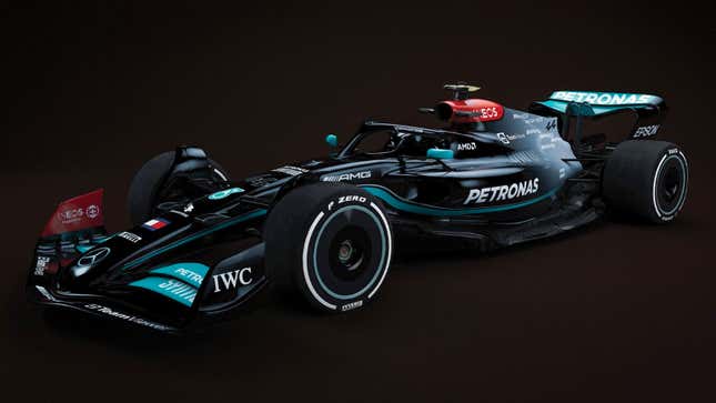 A render of the Mercedes livery on a concept 2022 F1 car