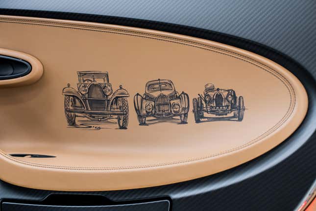Interior door panel of the Bugatti Chiron Golden Era