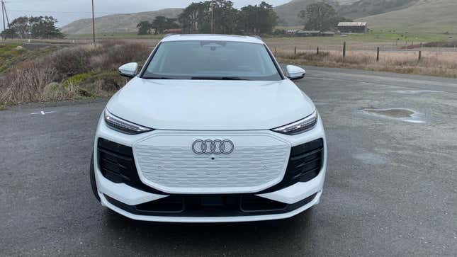 A head-on shot of a white Q6 Quattro