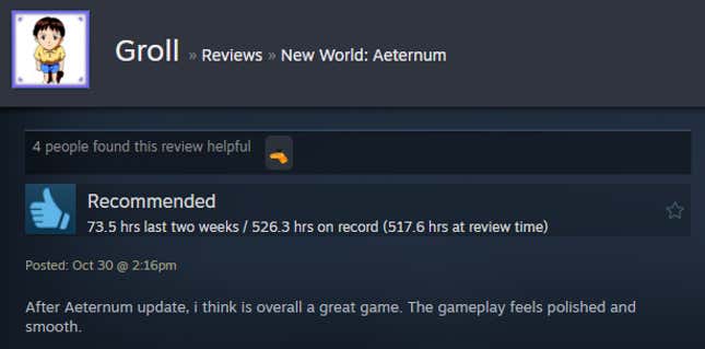 Image for article titled New World: Aeternum, As Told By Steam Reviews