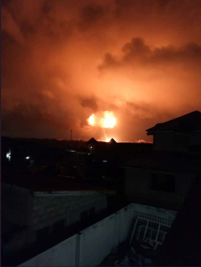 An explosion seen after a natural gas station exploded in Ghana’s capital Accra.