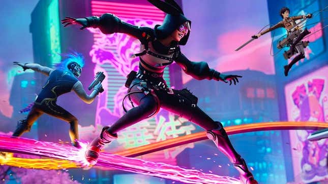 Cyber punks grind through Mega City in Fortnite's new update. 