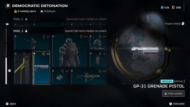 GP-31 Grenade Pistol unlock page in Helldivers 2.