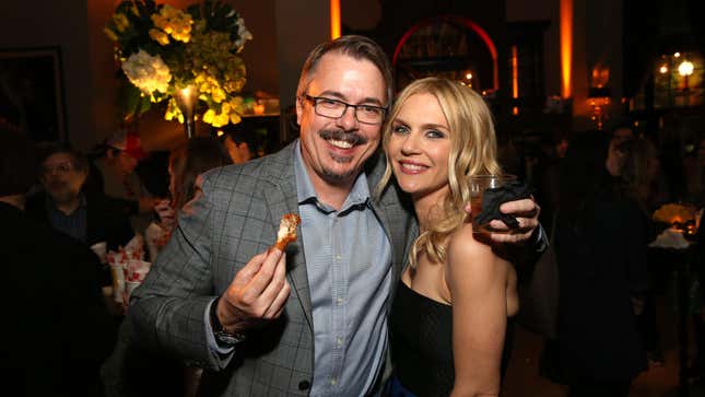 Look: Could we have found a picture of Vince Gillian and Rhea Seehorn together in which Gilligan was not proudly holding up a half-eaten chicken drumstick? Probably! Should we have? Also probably!