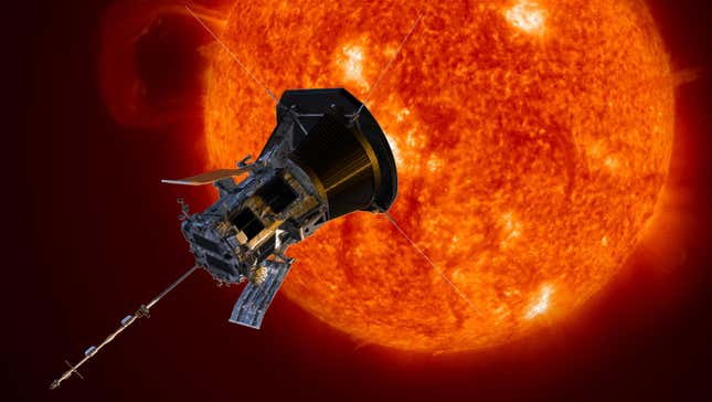 Artist’s concept of the Parker Solar Probe spacecraft approaching the sun.