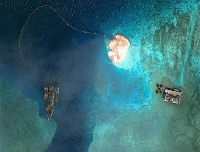 Land reclamation at Mischief Reef in January 2015.