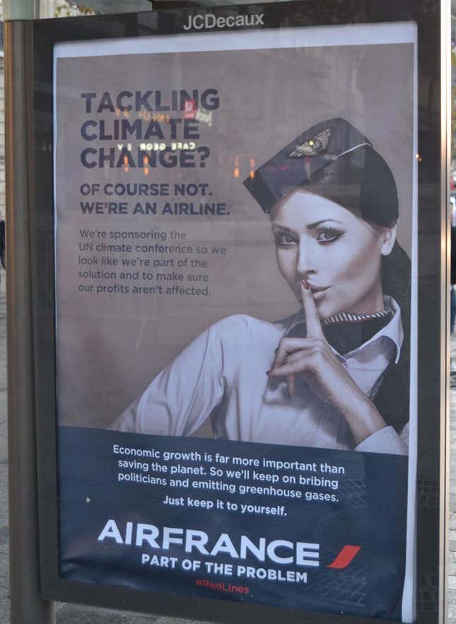 Image for article titled Photos: These subversive ads rip into the corporate sponsors of the Paris climate talks