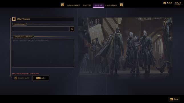 The guild screen in Dune Awakening.
