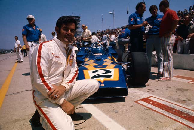 Al Unser, who drew pole position in the Indianapolis 500 on May 30th, stands beside his turbo-charged Ford at the Speedway. He won position with fastest first-day qualifying time of 170.221. Unser, who was the 1967 runner-up in the 500-mile classic, is in the lineup for the fifth time.