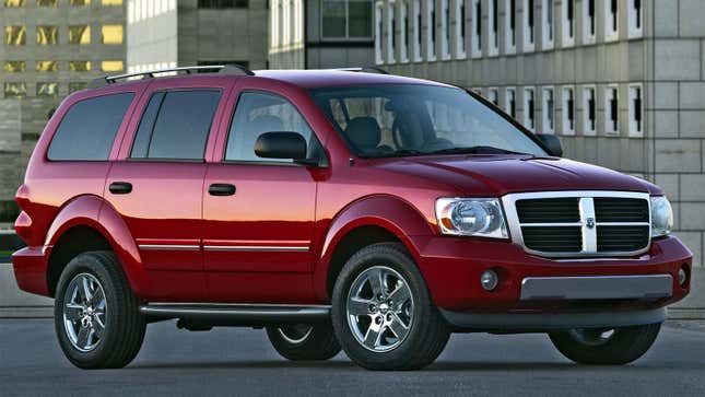 A photo of a red Dodge Durango SUV. 