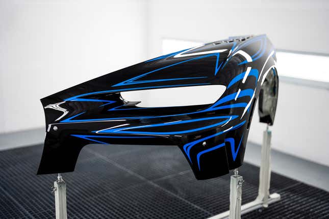Close up view of a Bugatti Chiron Super Sport's front fender