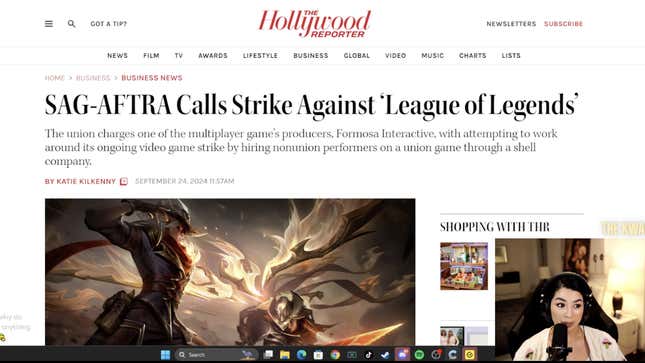 Report on SAG-AFTRA video game voice actors going on strike.