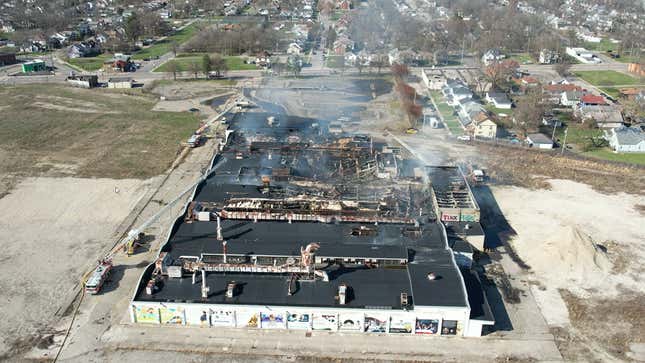 The damaged Wright Brothers factory