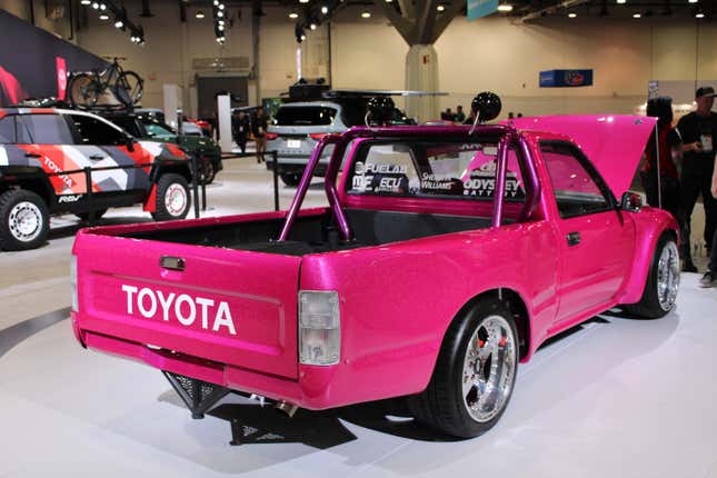 Image for article titled Rutledge Wood Turned An Old School Toyota Pickup Into A Drift Car With Lowrider Vibes