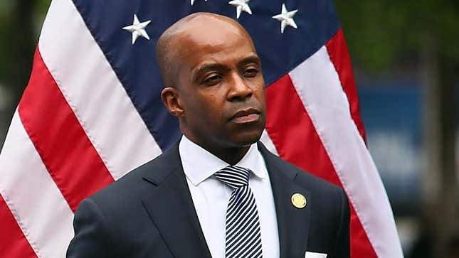  Alphonso David attends the design unveiling of 9/11 memorial to honor 9/11 rescue workers on May 30, 2018 in New York City.