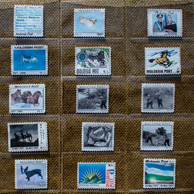 A collection of Molossian postage stamps.