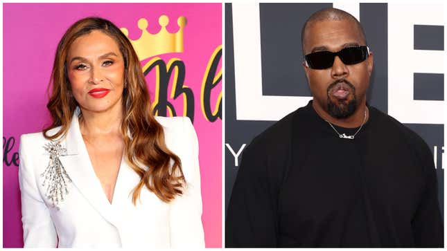 Tina Knowles, links; Kanye West.