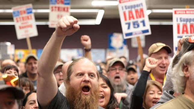 A rally for striking Boeing workers