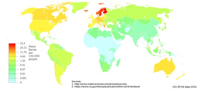 Image for article titled Heavy-metal music is a surprising indicator of countries’ economic health