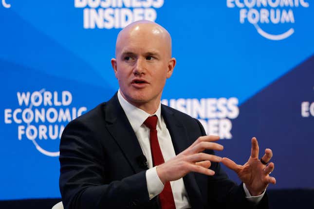 Coinbase CEO Brian Armstrong at the World Economic Forum in Davos, Switzerland on Jan. 21.