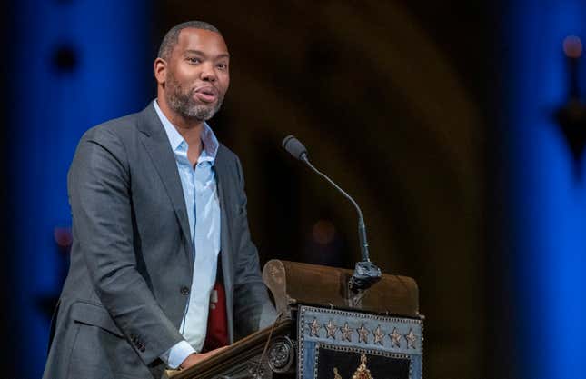 FILE - Author Ta-Nehisi Coates speaks during the Celebration of the Life of Toni Morrison, Nov. 21, 2019, in New York. Coates is teaming up with two nonprofits to launch a new fund that will make awards to champions of sexual violence prevention and that will support education and healing programs, predominantly for Black women and girls, with plans to raise $10 million over the next two years. (AP Photo/Mary Altaffer, File)