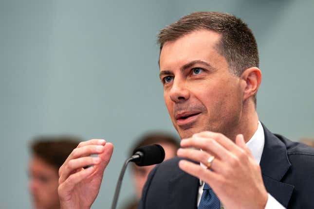 U.S. Secretary of Transportation Pete Buttigieg testifies before the Transportation, Housing and Urban Development, and Related Agencies Subcommittee of House Appropriations Committee