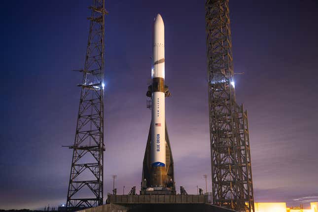 Blue Origin’s New Glenn vehicle on the launch pad at Launch Complex 36 at the Cape Canaveral Space Force Station.