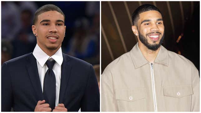 Jayson Tatum en 2016 ; Jayson Tatum en 2024.