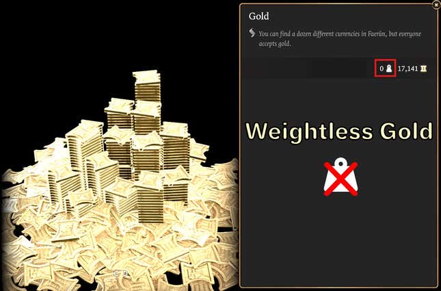 An image showing the gold with a weight value of 0.