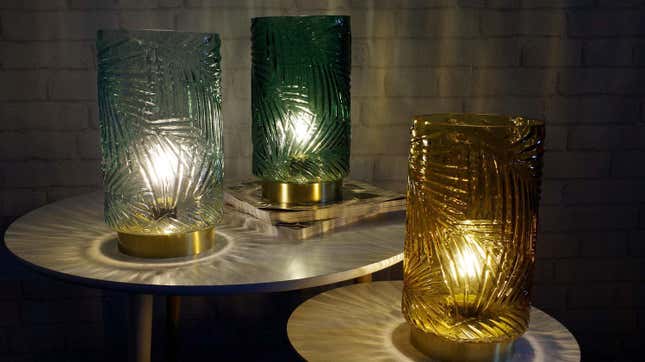 A battery-powered lamp like this one is great for spaces where outlets aren’t easily accessible.