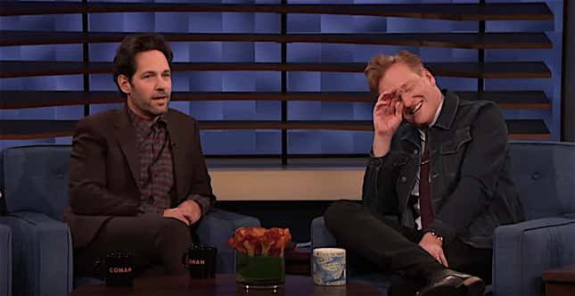 Like Paul Rudd himself, Rudd bringing clips to Conan never gets old