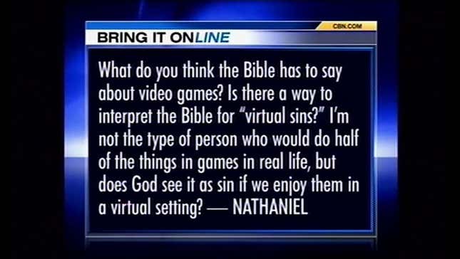 Hey, Pat Robertson, Is Playing a Violent Video Game a Sin?