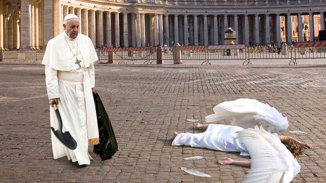 Image for article titled Pope Cleans Up Dead Angel Who Flew Into Sistine Chapel Window