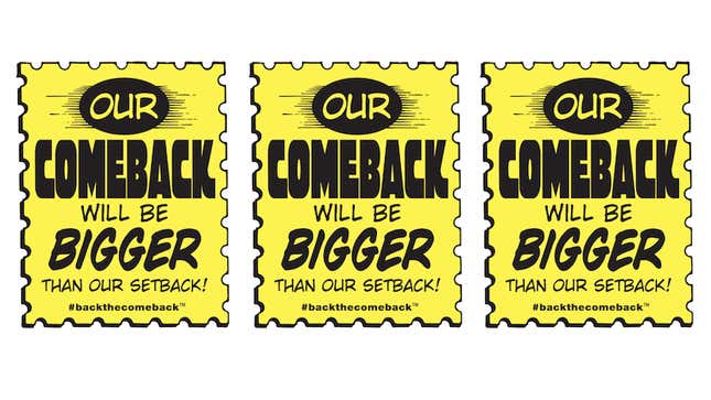 The Comics Authority-inspired logo of Diamond’s new “Back the Comeback” initiative.