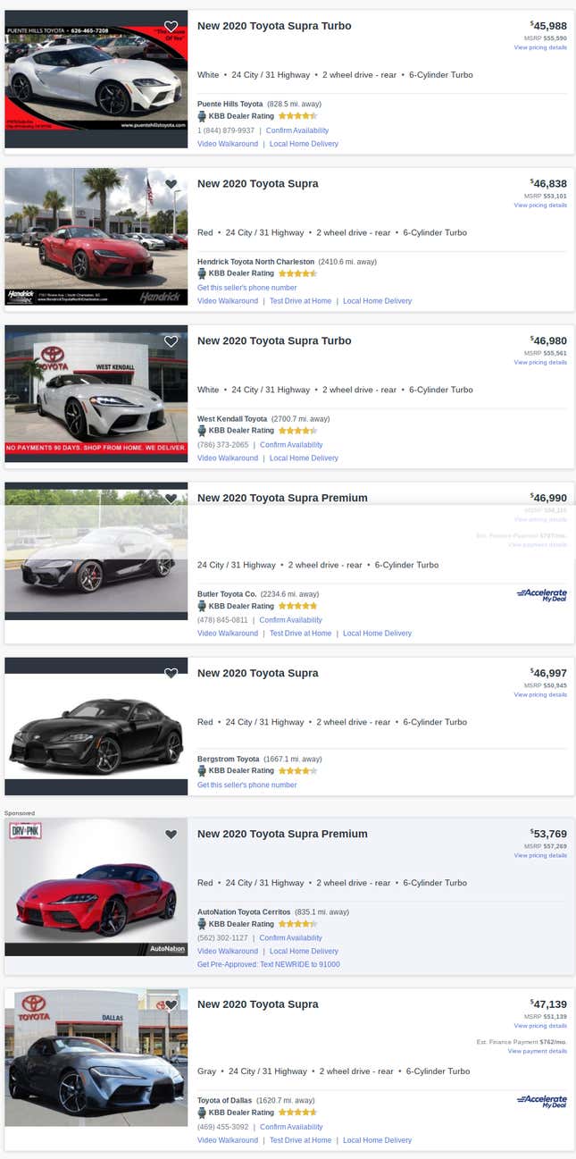 Image for article titled You Can Finally Get A Deal On A 2020 Toyota Supra