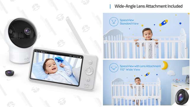 Eufy SpaceView Baby Monitor | $110 | Amazon | Clip the $30 coupon and use promo code BBMHHH22
Eufy SpaceView S Baby Monitor With Crib Mount and Lullaby Mode | $153 | Amazon