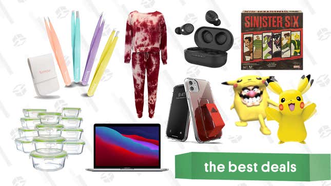Image for article titled Thursday&#39;s Best Deals: MacBook Pro (M1), Meat Pajamas, My Partner Pikachu, Meal Prep Kit, Tweezer Set, Razer Laptops, JBuds Wireless Earbuds, and More