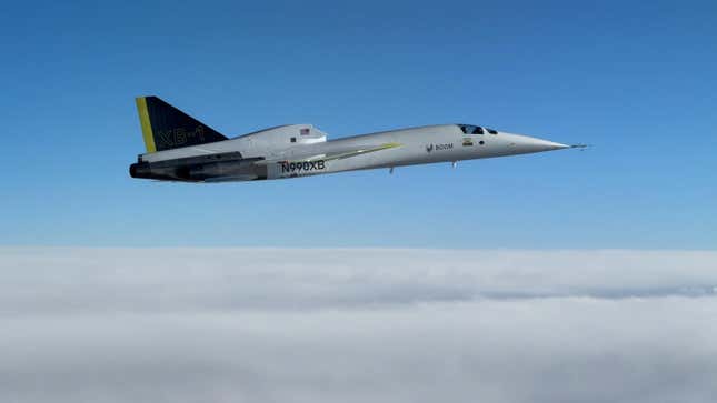 The Boom XB-1 during its maiden supersonic flight