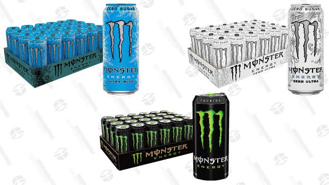 Monster Energy Ultra Blue (24-Pack) | $23 | Amazon Subscribe and Save | Clip coupon
Monster Energy Zero Ultra (24-Pack) | $27 | Amazon Subscribe and Save | Clip coupon
Monster Energy Original (24-Pack) | $27 | Amazon Subscribe and Save | Clip coupon