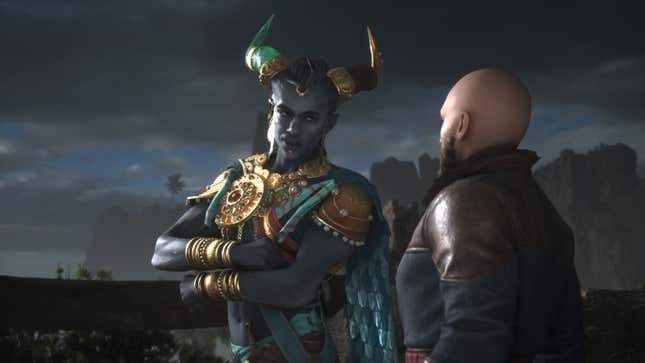 Taash is shown talking to Rook.