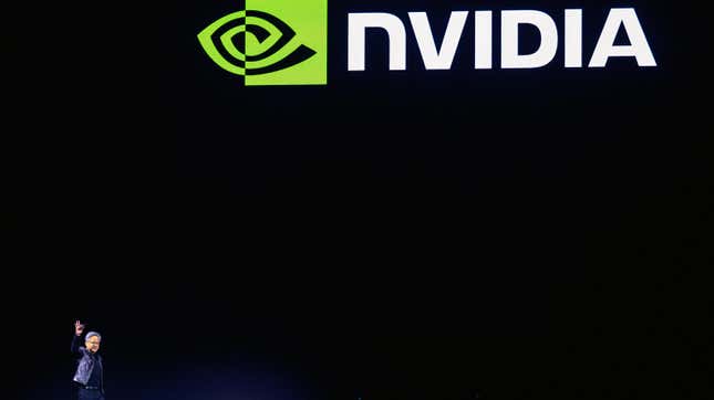 Jensen Huang, Nvidia’s CEO, speaks during the annual Nvidia GTC Artificial Intelligence Conference in California.